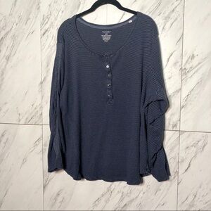 Sonoma Lifestyle Striped Lace Eyelet Long Sleeve Top SZ 2X